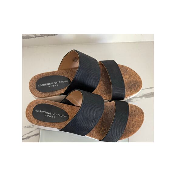 Adrienne Vittadini Sport‎ Wedge Strap Sandals Size 9.5 Black - Picture 3 of 7
